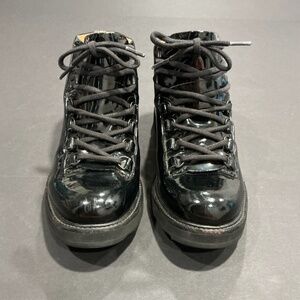 Blackstone Nero MW-76 Black Patent Leather Lace-Up Boots EU 38 US 7-7.5